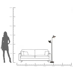 Lampa podłogowa podwójna czarna stalowa 149 cm