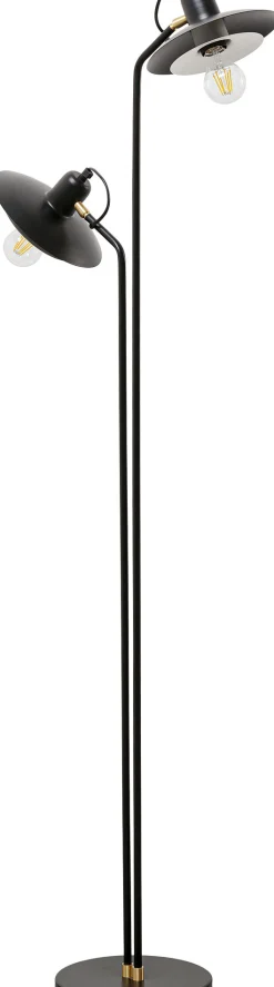 Lampa podłogowa podwójna czarna stalowa 149 cm