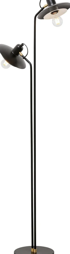 Lampa podłogowa podwójna czarna stalowa 149 cm