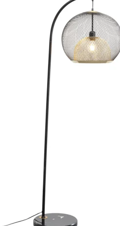 Lampa podłogowa stal czarno-złota podstawa marmurowa 156 cm