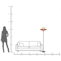 Lampa podłogowa z kolorowym kloszem podstawa czarna Ø45x160 cm