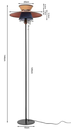 Lampa podłogowa z kolorowym kloszem podstawa czarna Ø45x160 cm