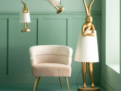Lampa podłogowa złoty królik z białym abażurem 150 cm