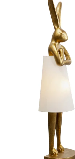Lampa podłogowa złoty królik z białym abażurem 150 cm
