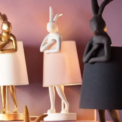 Lampa stołowa Animal Rabbit 17x50 cm biała - klosz różowy
