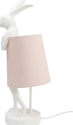 Lampa stołowa Animal Rabbit 17x50 cm biała - klosz różowy
