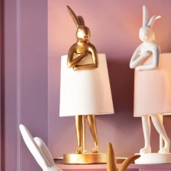 Lampa stołowa Animal Rabbit 17x50 cm złota - klosz biały