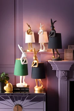 Lampa stołowa Animal Rabbit 17x50 cm złota - klosz biały