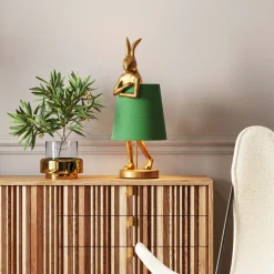 Lampa stołowa Animal Rabbit 23x68 cm złota - klosz zielony