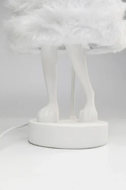Lampa stołowa biała królik abażur futrzasty 68 cm
