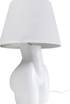 Lampa stołowa biała z abażurem motyw ludzkiego ciała Ø30x48 cm