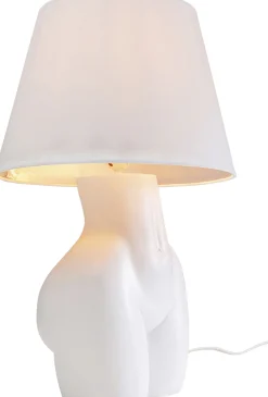 Lampa stołowa biała z abażurem motyw ludzkiego ciała Ø30x48 cm