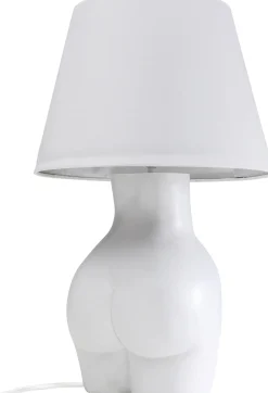 Lampa stołowa biała z abażurem motyw ludzkiego ciała Ø30x48 cm