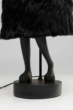Lampa stołowa czarna królik abażur futrzasty 68 cm