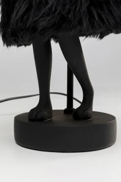 Lampa stołowa czarna królik abażur futrzasty 50 cm