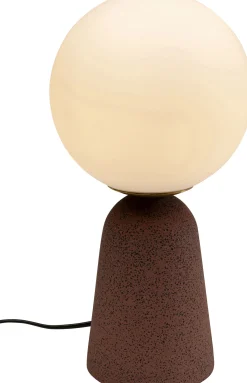 Lampa stołowa czerwona klosz szklana kula Ø16x31 cm
