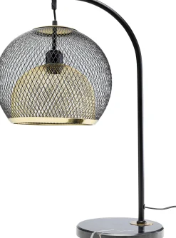 Lampa stołowa do salonu czarno-złota podstawa z marmuru 62 cm