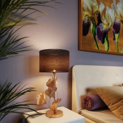 Lampa stołowa Flores Ø30x62 cm złota - klosz czarny