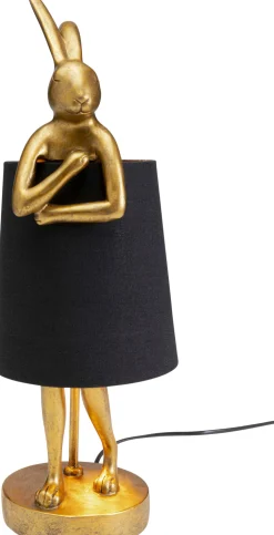 Lampa stołowa królik złoty abażur czarny 50 cm