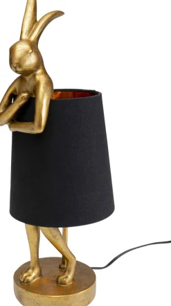 Lampa stołowa królik złoty abażur czarny 50 cm