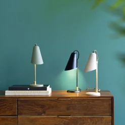 Lampa stołowa mała stalowa kolor czarny 32 cm
