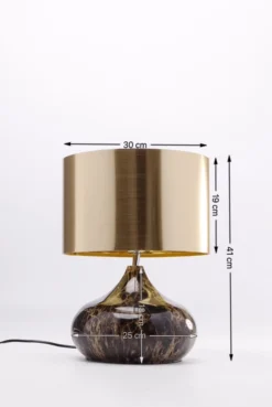 Lampa stołowa Mamo Deluxe 30x41 cm brązowo-czarna - klosz złoty