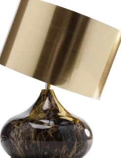 Lampa stołowa Mamo Deluxe 30x41 cm brązowo-czarna - klosz złoty
