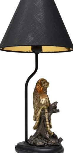 Lampa stołowa motyw zwierzęcy lampart klosz czarny 28x50 cm