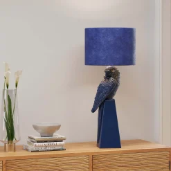 Lampa stołowa niebieska papuga Ø35x84 cm