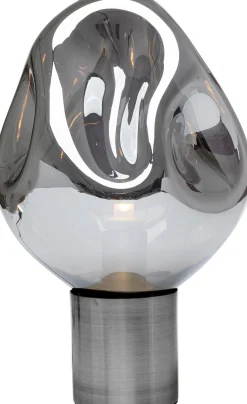 Lampa stołowa przydymiona stal i szkło 38 cm