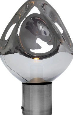 Lampa stołowa przydymiona stal i szkło 38 cm