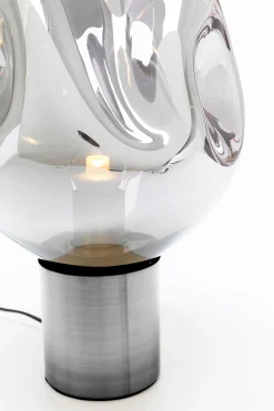 Lampa stołowa przydymiona stal i szkło 38 cm