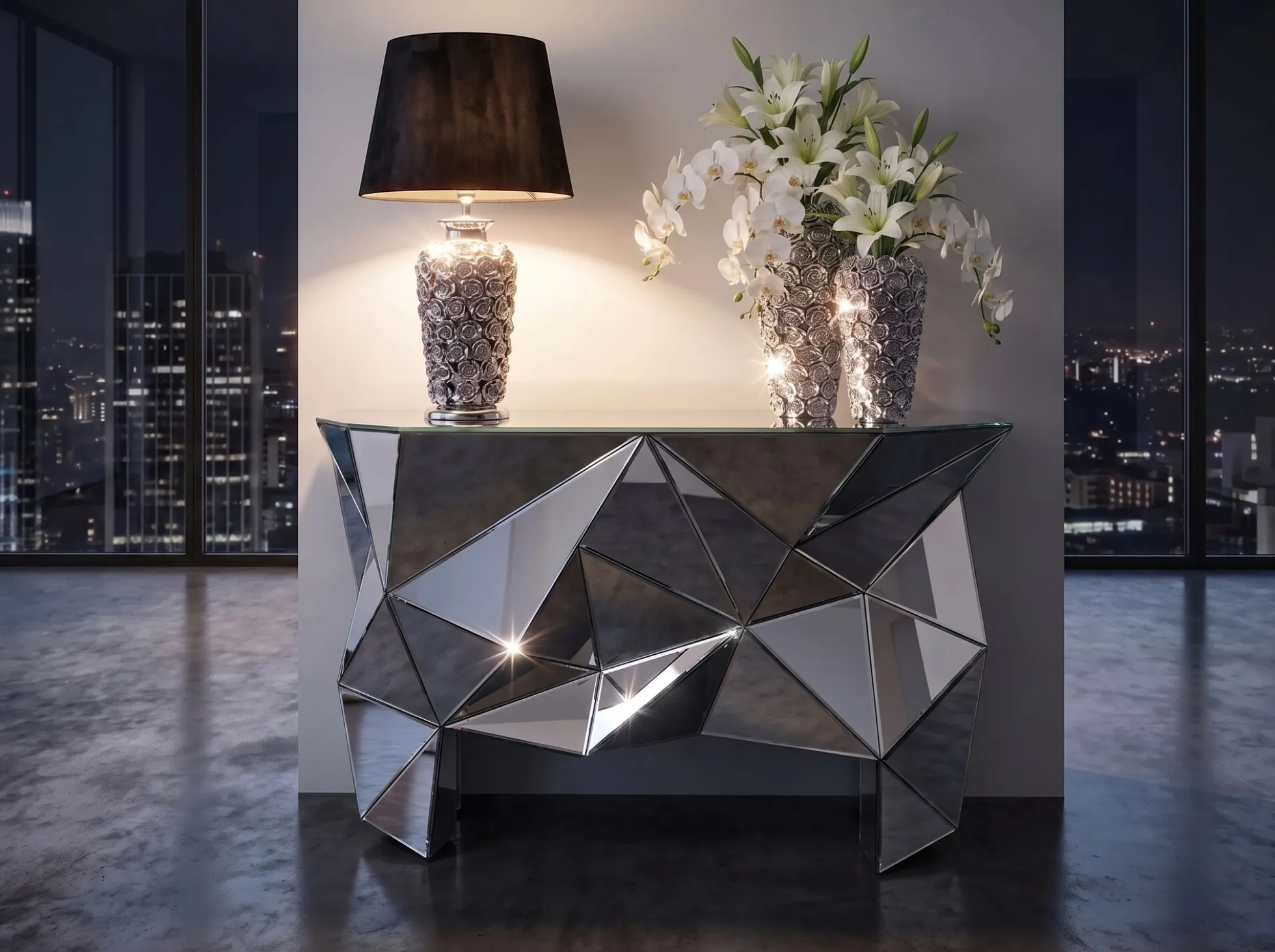 Lampa stołowa Rose Multi 33x56 cm czarno-srebrna