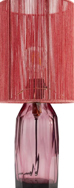 Lampa stołowa różowa szkło i tkanina 42 cm