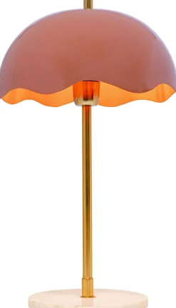 Lampa stołowa stal i marmur klosz różowy Ø30x50 cm