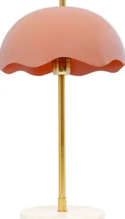 Lampa stołowa stal i marmur klosz różowy Ø30x50 cm