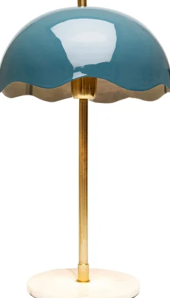Lampa stołowa stal i marmur klosz niebieski Ø30x50 cm