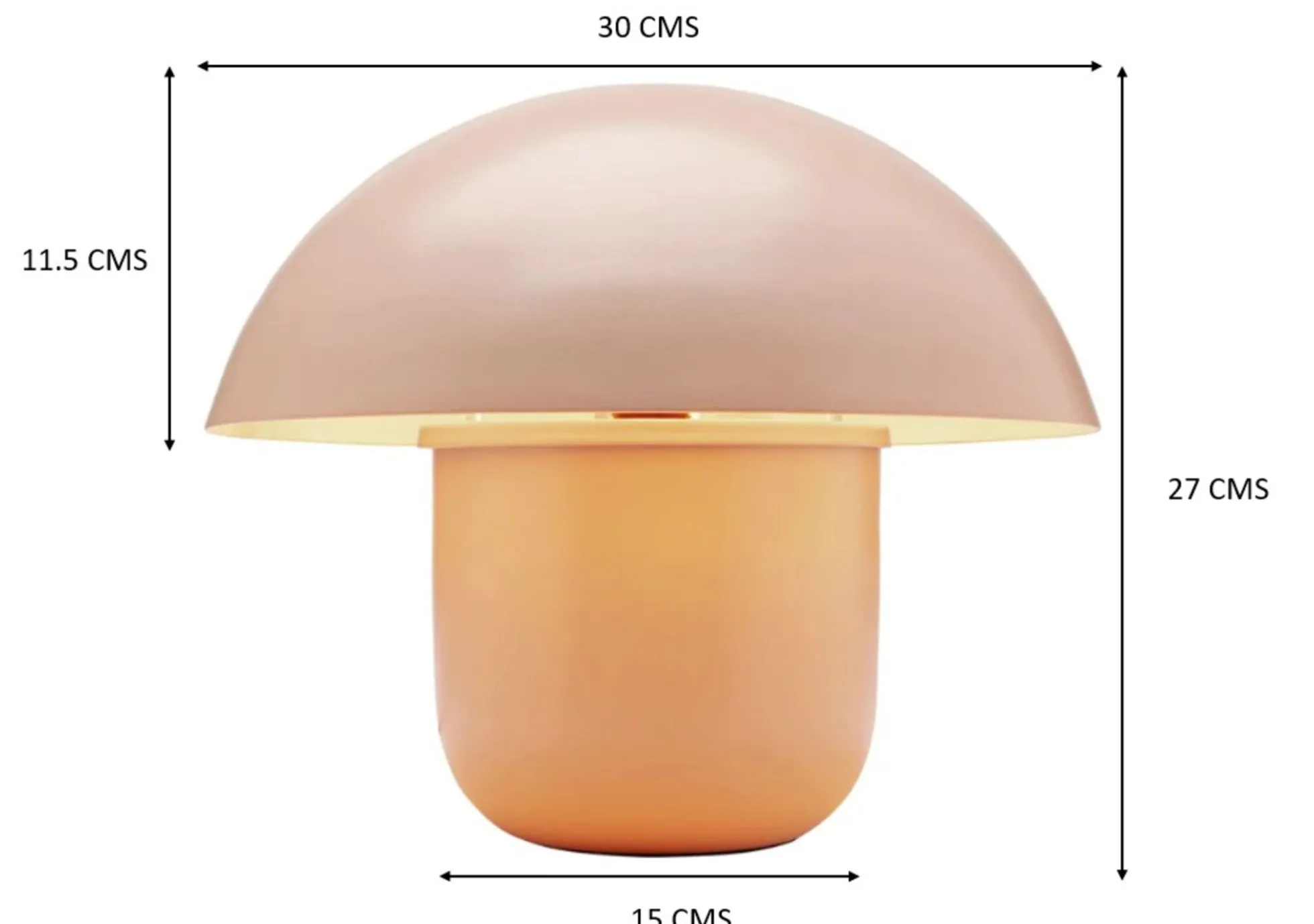 Lampa stołowa stalowa grzybek kolor brzoskwiniowy Ø29x27 cm