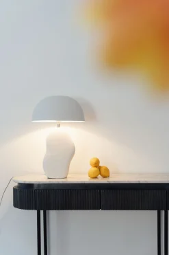 Lampa stołowa stalowa w kolorze białym 48 cm