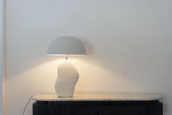 Lampa stołowa stalowa w kolorze białym 48 cm