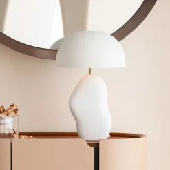 Lampa stołowa stalowa w kolorze białym 48 cm
