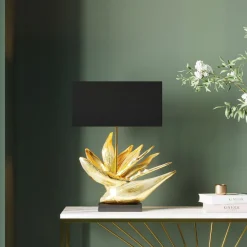 Lampa stołowa Tropical Flower 51x65 cm czarno-złota