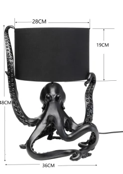 Lampa stołowa z abażurem czarna ośmiornica 37x47 cm
