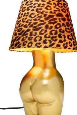 Lampa stołowa złota z abażurem w cętki motyw ludzkiego ciała Ø30x48 cm