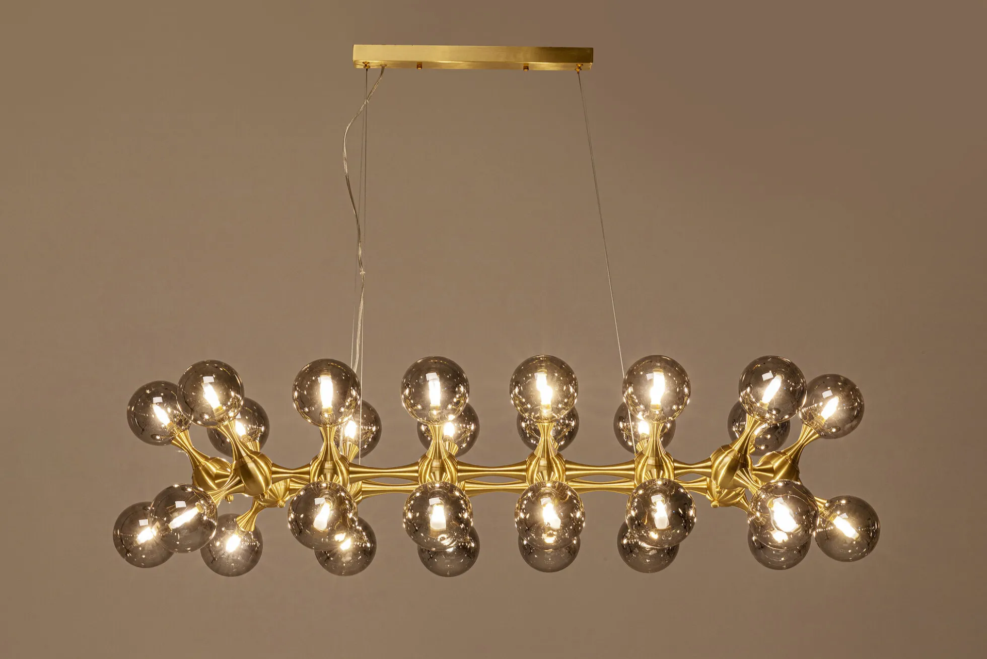 Lampa wisząca Atomic Balls 140 cm złota - klosze przydymione