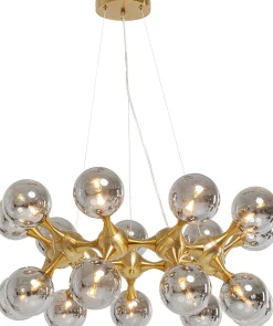Lampa wisząca Atomic Balls 74x130 cm złota - klosze szklane przydymione