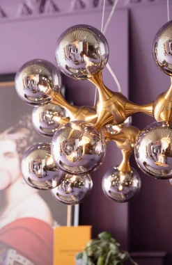 Lampa wisząca Atomic Balls 74x130 cm złota - klosze szklane przydymione