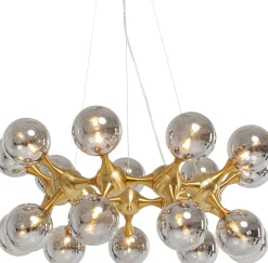 Lampa wisząca Atomic Balls 74x130 cm złota - klosze szklane przydymione