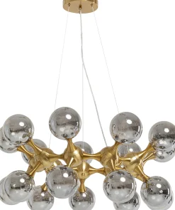 Lampa wisząca Atomic Balls 74x130 cm złota - klosze szklane przydymione