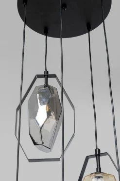 Lampa wisząca czarna klosze szklane 5xG9 Ø42 cm